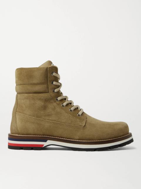 Moncler Vancouver Striped Suede Hiking Boots Army green