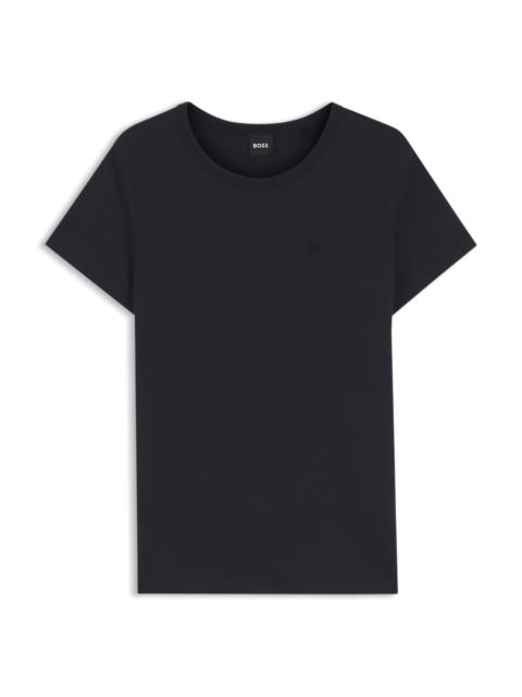 BOSS SLIM-FIT T-SHIRT IN A COTTON-SILK BLEND WITH AN EMBROIDERED LOGO