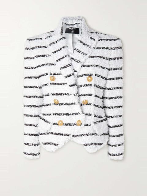 Balmain Double-breasted striped bouclé blazer
