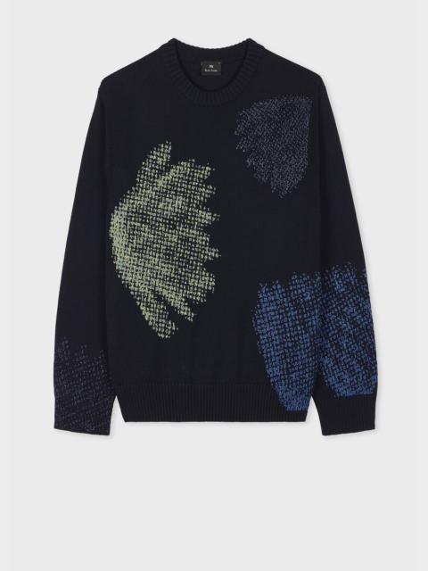 Paul Smith Navy 'Half Tone Floral' Crew Neck Knitted Sweater