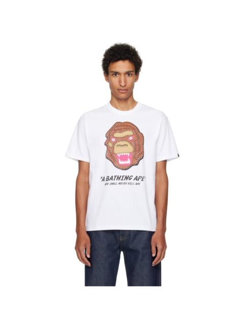 A BATHING APE® White Embroidery Style Souvenir Logo T-shirt