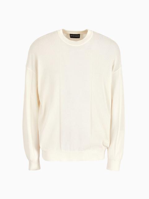 EMPORIO ARMANI Ribbed jumper with reverse plain-knit inserts