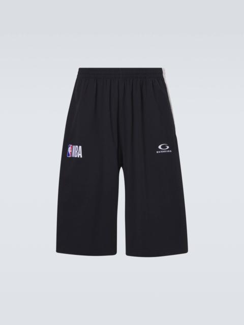 BALENCIAGA x NBA logo cotton fleece shorts