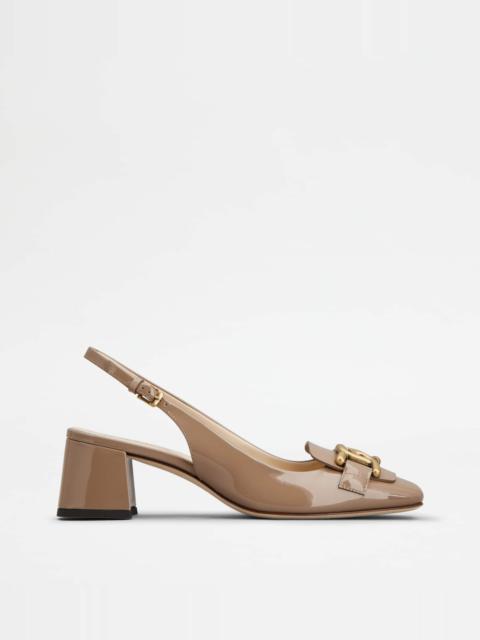Tod's KATE SLINGBACK PUMPS IN PATENT LEATHER - BEIGE