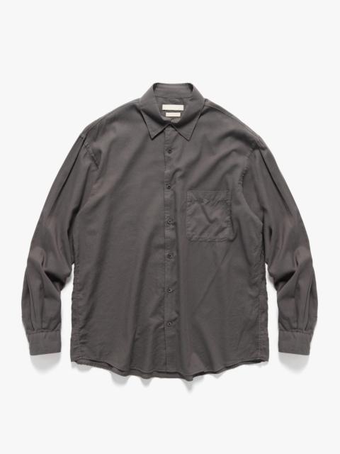 YOKE Garment Dyed Cotton Silk Twill Shirt Carbon
