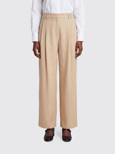 Brunello Cucinelli BRUNELLO CUCINELLI High-Waisted Pleated Wide-Leg Trousers in a Cotton Blend