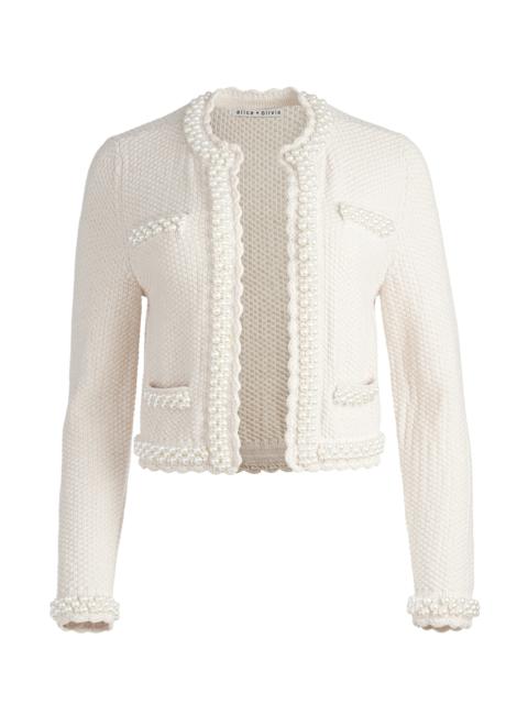 Alice + Olivia NOELLA KNIT JACKET WITH PEARLS