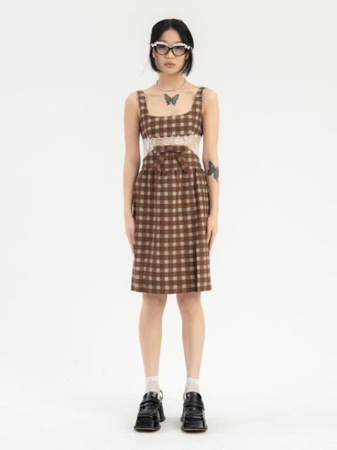 SHUSHU/TONG Brown Lace Splicing Dress