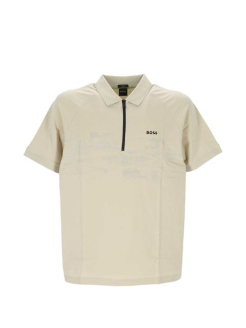 BOSS textured raglan-sleeve polo shirt
