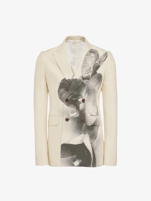 Alexander McQueen Men's Orchid Double-breasted Jacket in Putty/black