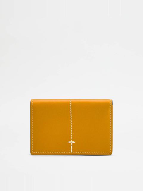 Tod's BUSINESS CARD HOLDER IN LEATHER - ORANGE