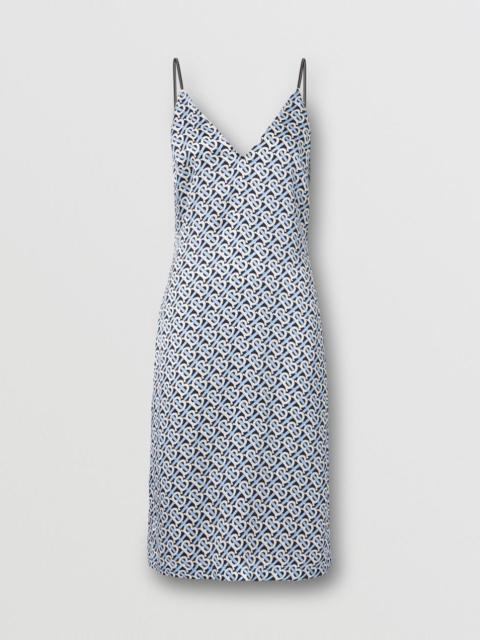 Burberry Monogram Print Silk Satin Slip Dress