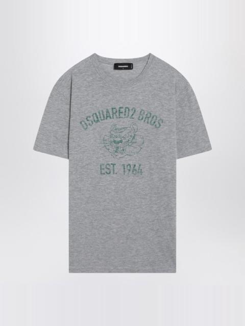 DSQUARED2 GREY MÉLANGE T-SHIRT WITH LOGO PRINT