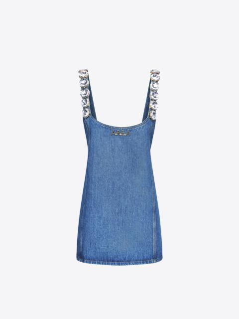 AREA JUMBO CRYSTAL DENIM MINI DRESS