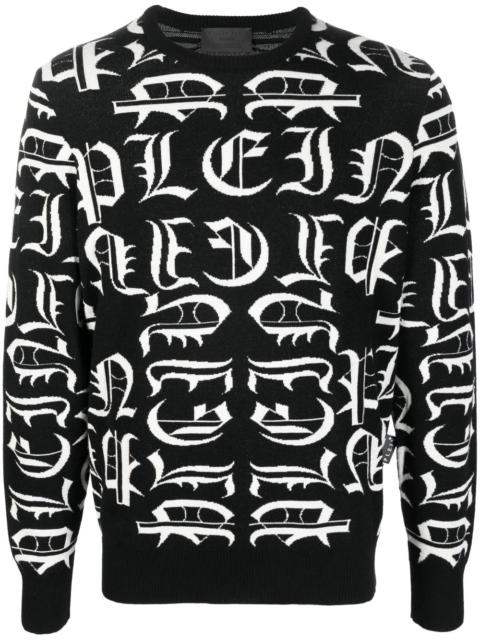 PHILIPP PLEIN logo-embroidered crew neck sweater