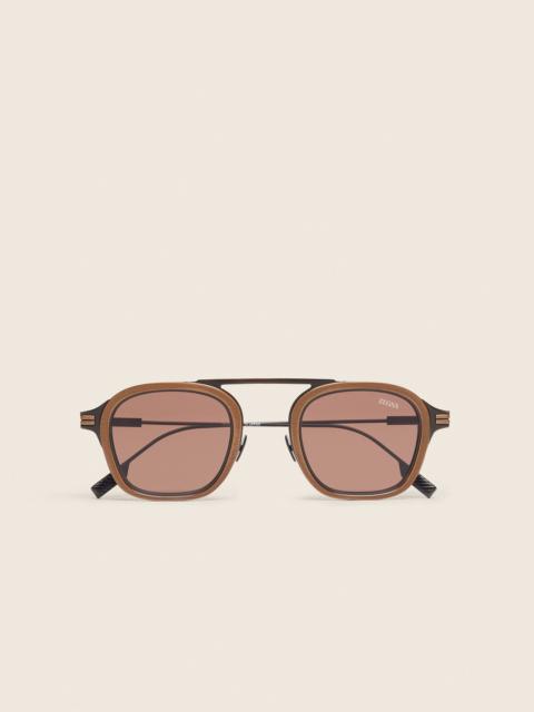 ZEGNA ANTIQUE COPPER ORIZZONTE I TITANIUM SUNGLASSES
