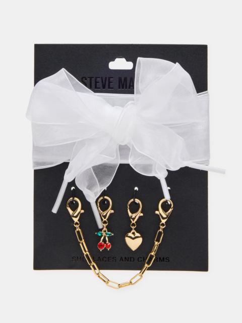 STEVE MADDEN SHOE LACES AND CHARMS WHITE