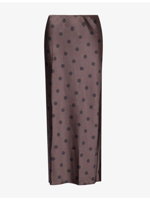 SAMSØE SAMSØE Saagneta Polka-Dot Satin Maxi Skirt