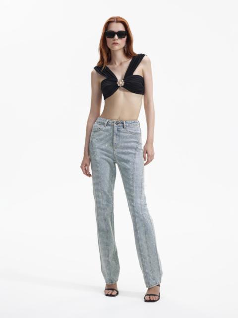 SELF-PORTRAIT, Rhinestone Embellished Wide Leg Jeans