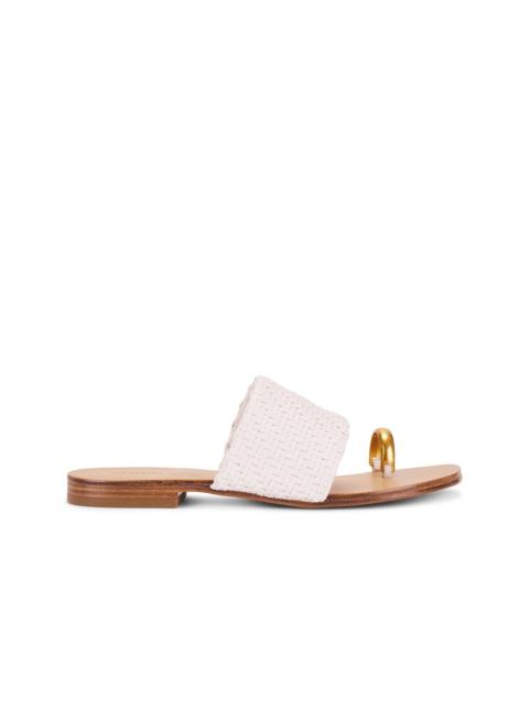 SIMKHAI Ariana Woven Leather Sandal With Metal Toe Ring