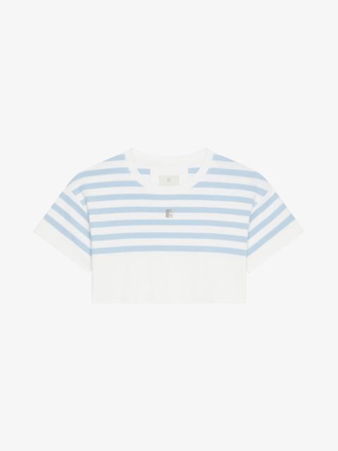 STRIPED CROPPED T-SHIRT IN COTTON 4G DETAIL
