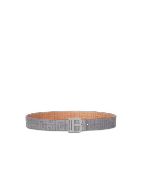 Balmain B-Belt in perforated monogrammed leather