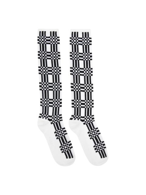 Marni White & Black Check Socks