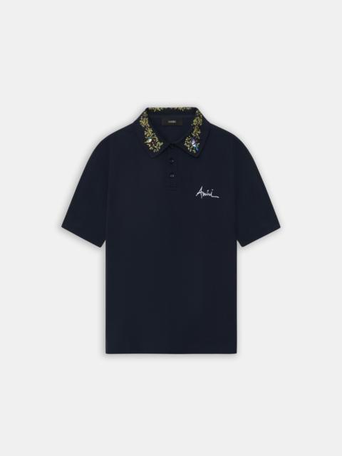 AMIRI AMIRI FLORAL COLLAR POLO