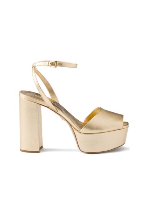 Prada metallic leather platform sandals