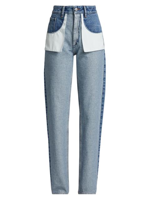 MM6 Maison Margiela Women's Reversed Five-Pocket Straight-Leg Jeans - Medium Blue