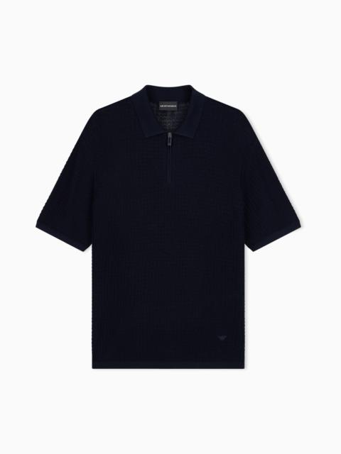 EMPORIO ARMANI POINTELLE PULLOVER IN LYOCELL WITH VIRGIN WOOL AND SILK