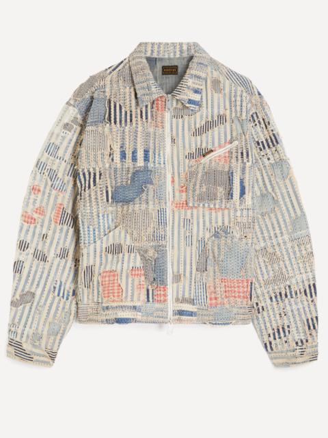 Kapital Liberty Distressed 자수 스트립 코튼 블렌드 Blouson 재킷
