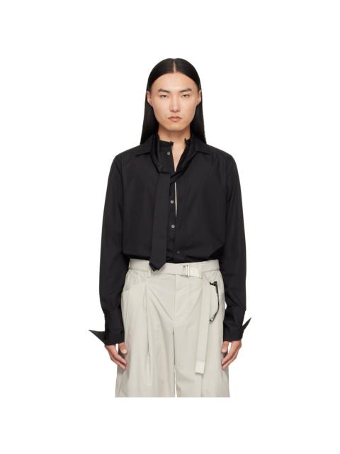 sacai Black Satin Tie Poplin Shirt