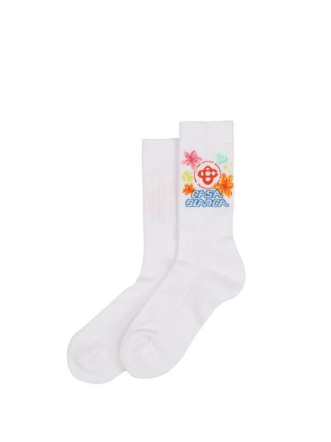 CASABLANCA FLORAL SOCKS / WHT