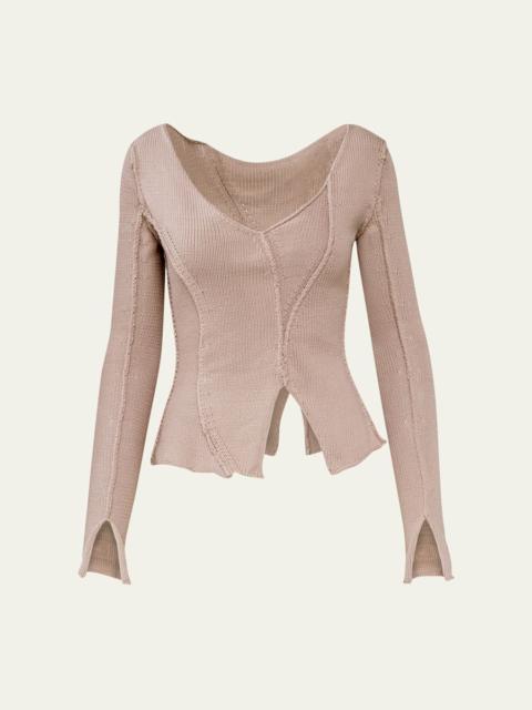 AISLING CAMPS Eddy V-Neck Exposed Seam Sweater