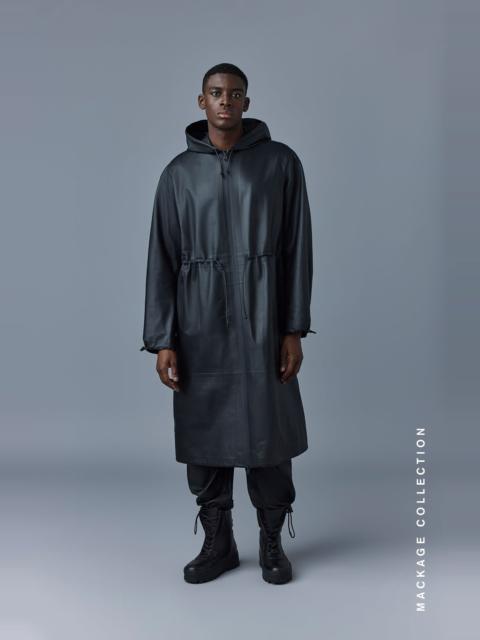 MACKAGE ALBAN Monochromatic leather coat with hood