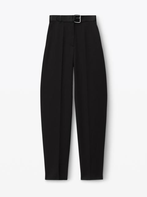 wool belted high waist belted trouser