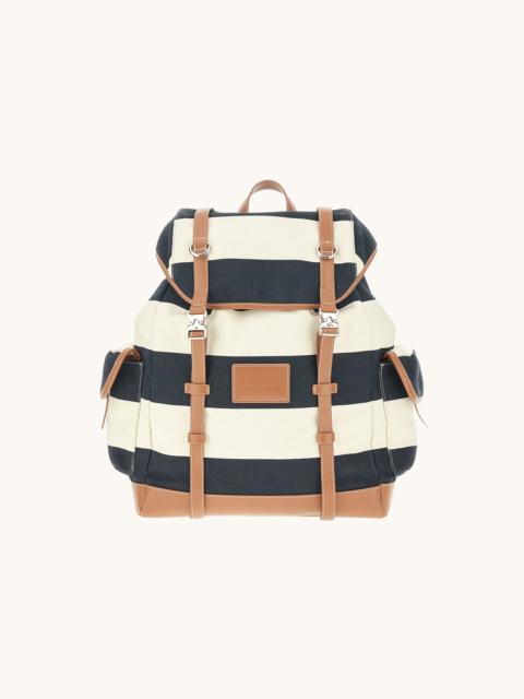 Paul & Shark STRIPED CANVAS BACKPACK WITH LEATHER DETAILS