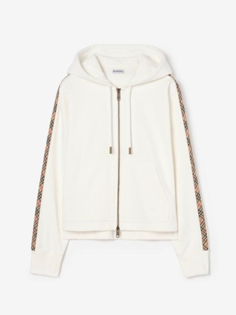 Burberry Check Trim Cotton Zip Hoodie