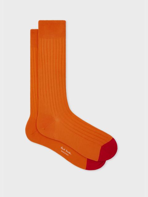 Paul Smith Orange Cotton-Silk Ribbed Socks