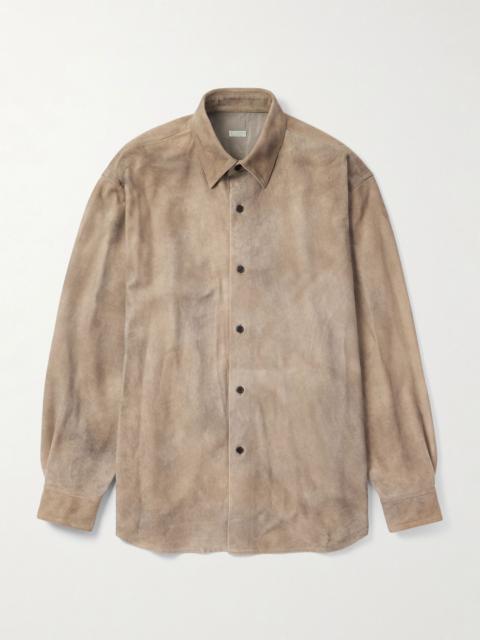 A.PRESSE Distressed Suede Shirt Jacket Gray