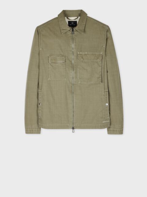 Paul Smith Khaki Green Coated Slub Cotton Zip Jacket