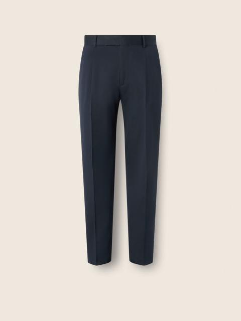 ZEGNA NAVY BLUE COTTON AND WOOL PANTS