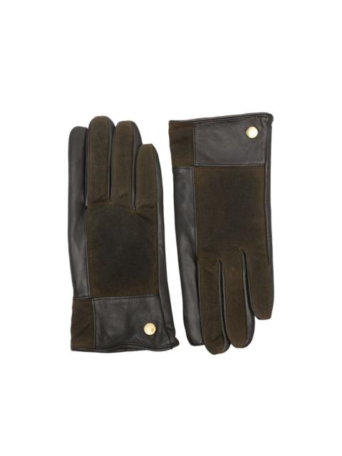 Barbour logo-stud panelled leather gloves