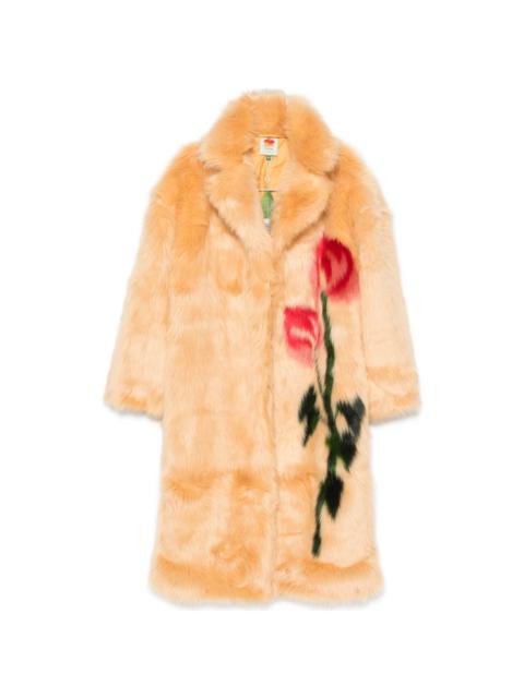 FARM RIO floral-motif faux-fur coat