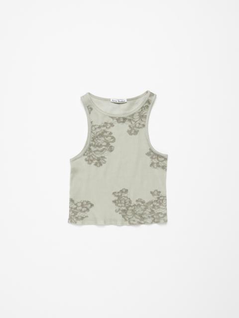 Printed lace tank top - Sage green