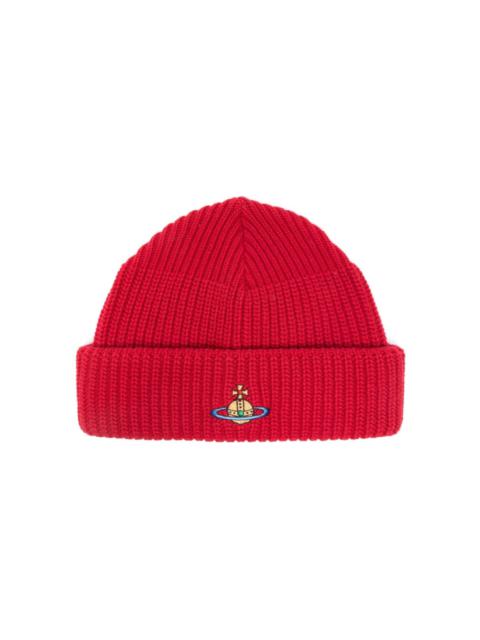 Orb-embroidered wool beanie