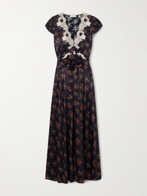 DÔEN Coraline Floral-print Satin Midi Dress