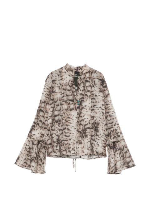 PINKO snakeskin-print flared-sleeve shirt