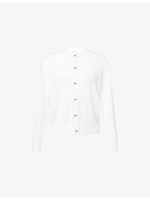 Bottega Veneta Rib Knot-Button Wool Knitted Cardigan